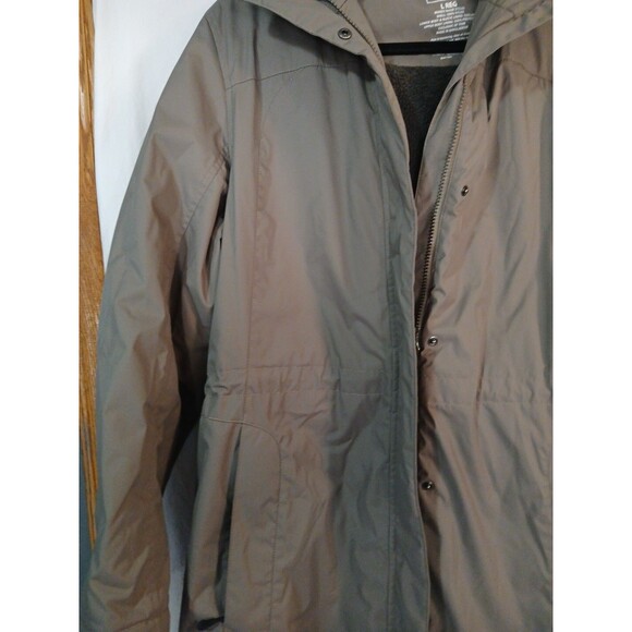 LL Beam New Parka Womens Coat Taupe/Brown Lined Hooded Size Large Brown Fur Hood - Picture 3 of 16